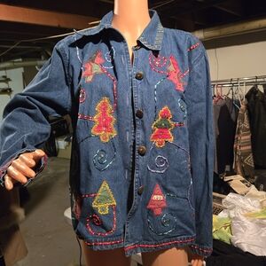 Embroidered Denim Button Down Shirt